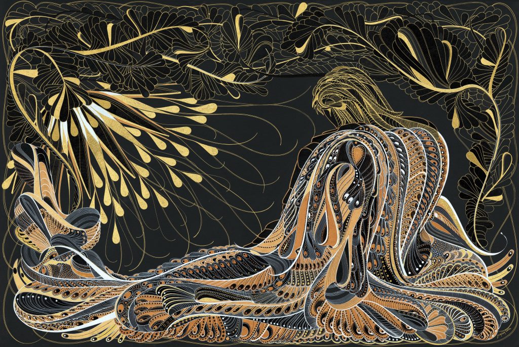 Colour pen and ink illustration